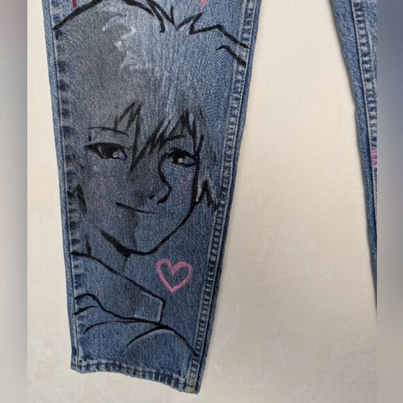 Vintage custom graffiti jeans anime neon genesis evangelion lee riders 12 - Picture 4 of 12